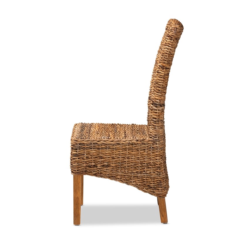 Baxton Studio Trianna Transitional Natural Abaca and Brown Wood Dining Chair