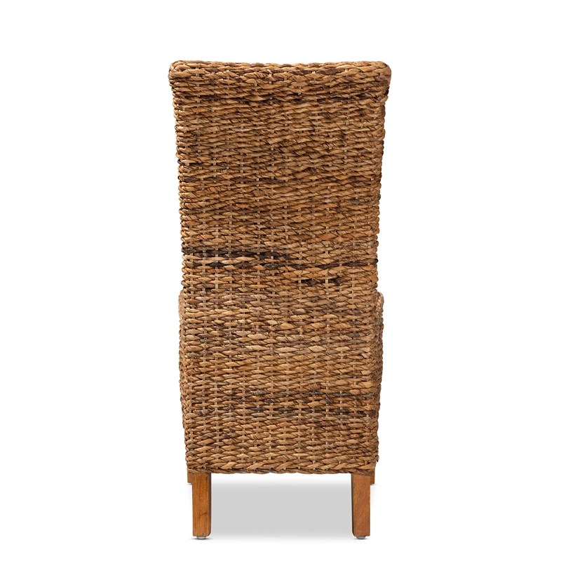 Baxton Studio Trianna Transitional Natural Abaca and Brown Wood Dining Chair