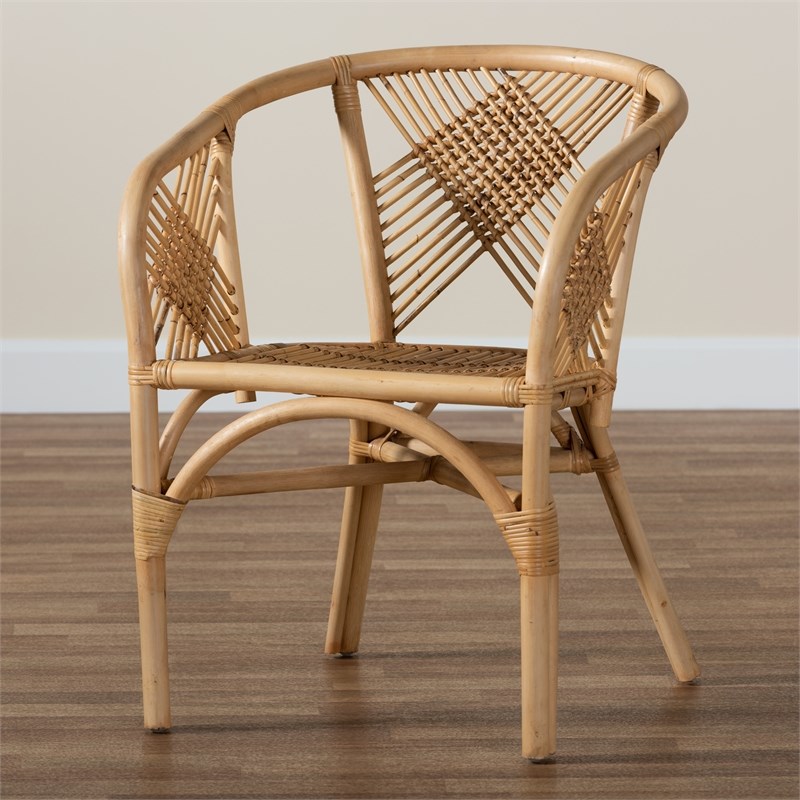 Baxton Studio Kagama Modern Bohemian Natural Brown Rattan Dining Chair