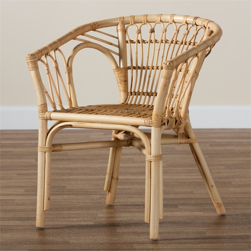 Baxton Studio Kaka Modern Bohemian Natural Brown Rattan Dining Chair