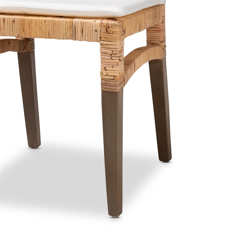 Baxton Studio Poltak Modern Natural Brown Rattan 2-Piece Dining Chair Set