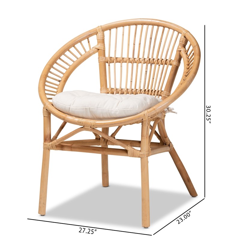 Baxton Studio Adrina Modern Bohemian Natural Brown Rattan Dining Chair