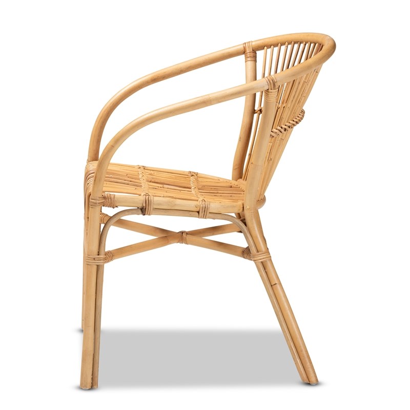 Baxton Studio Murai Modern Bohemian Natural Brown Rattan Dining Chair