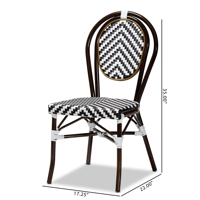Baxton Studio Alaire Weaving and Metal 2-Piece Outdoor Dining Chair Set