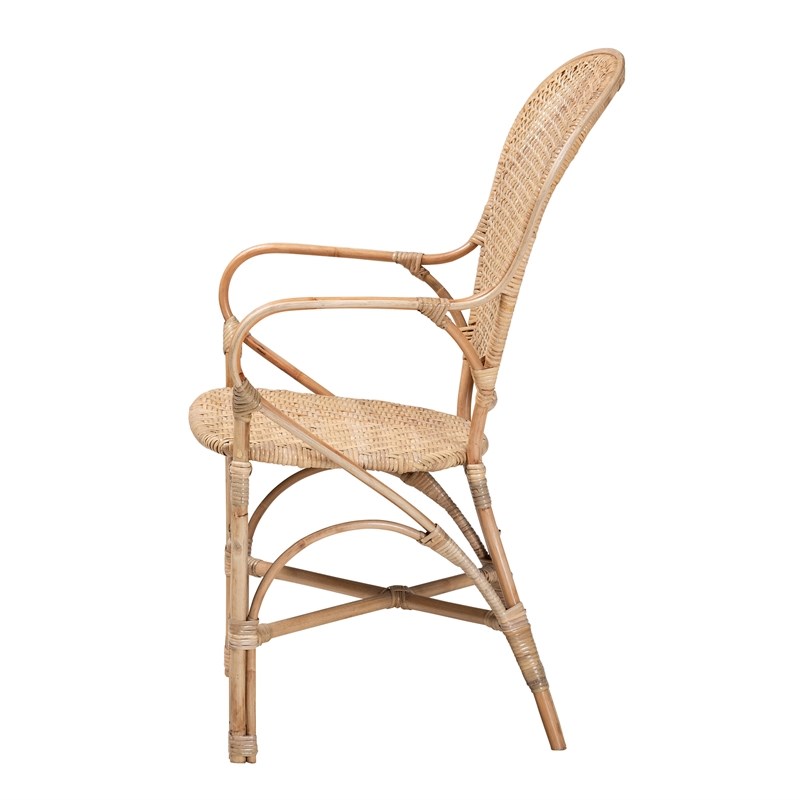 Baxton Studio Lalaine Modern Bohemian Natural Rattan Dining Arm Chair