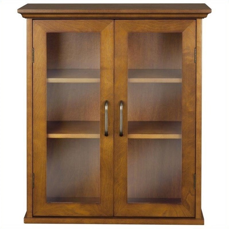 Elegant Home Fashions Avery 2-Door Wall Cabinet in Oil Oak