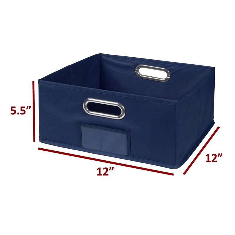 Niche Cubo Set of 12 Half-Size Foldable Fabric Storage Bins- Blue