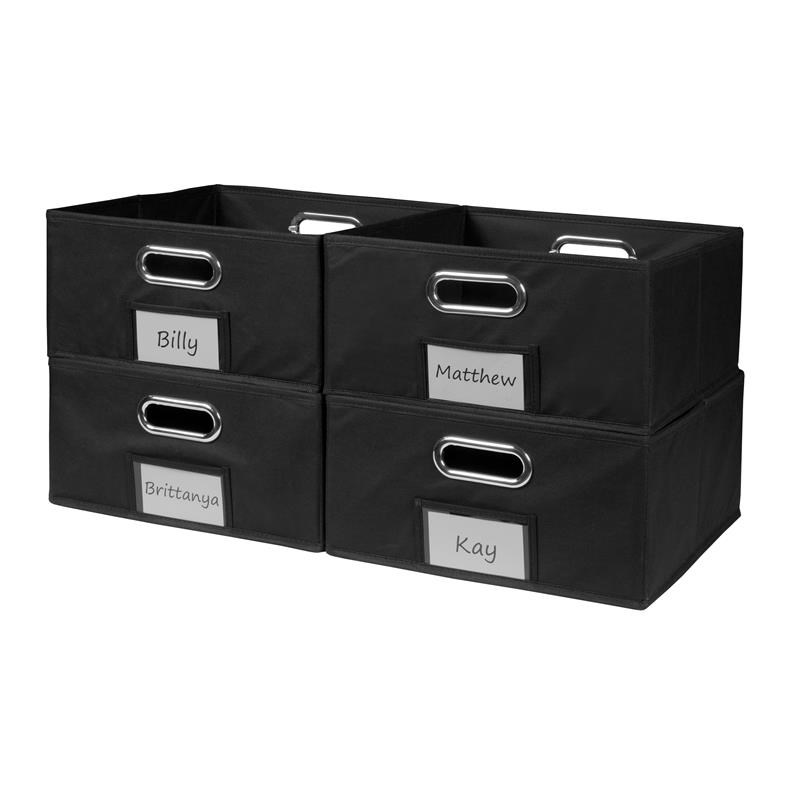 Niche Cubo Set of 4 Half-Size Foldable Fabric Storage Bins- Black
