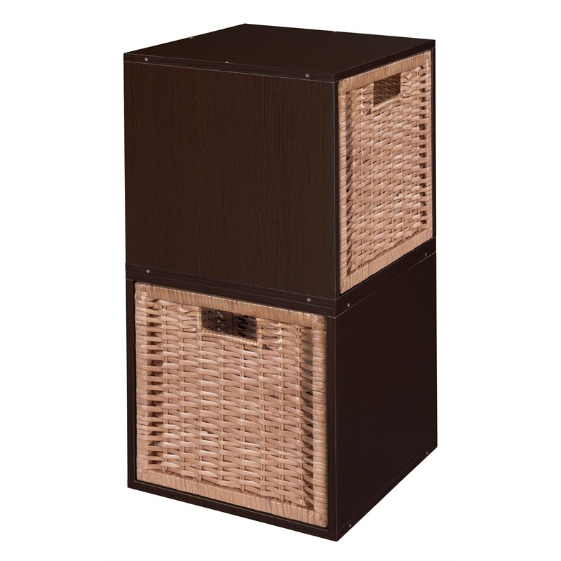 Niche Cubo Storage Set - 2 Cubes and 2 Wicker Baskets- Truffle/Natural