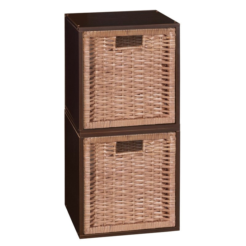 Niche Cubo Storage Set - 2 Cubes and 2 Wicker Baskets- Truffle/Natural