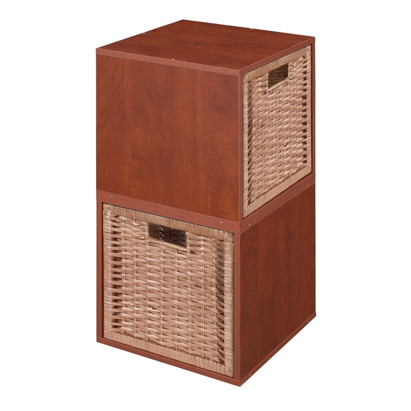 Niche Cubo Storage Set - 2 Cubes and 2 Wicker Baskets- Cherry/Natural