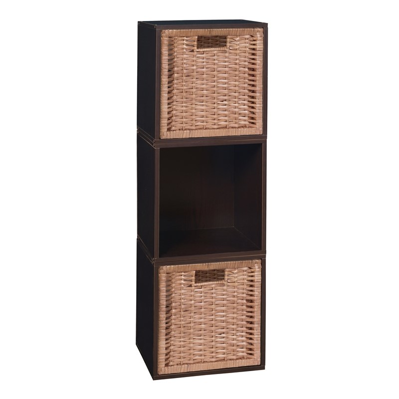 Niche Cubo Storage Set - 3 Cubes and 2 Wicker Baskets- Truffle/Natural