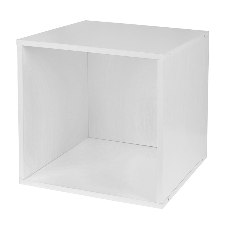 Niche Cubo Storage Set - 4 Cubes and 2 Wicker Baskets- White Wood Grain/Natural