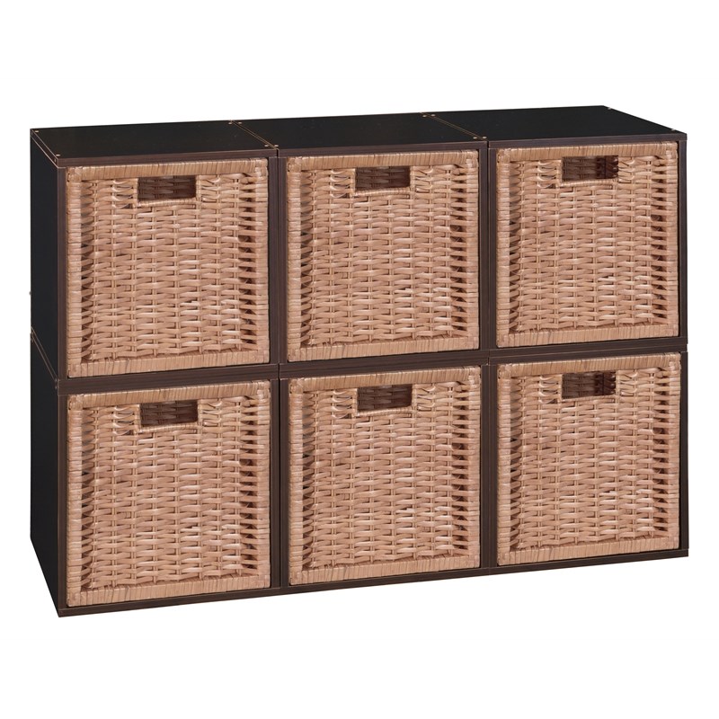Niche Cubo Storage Set - 6 Cubes and 6 Wicker Baskets- Truffle/Natural