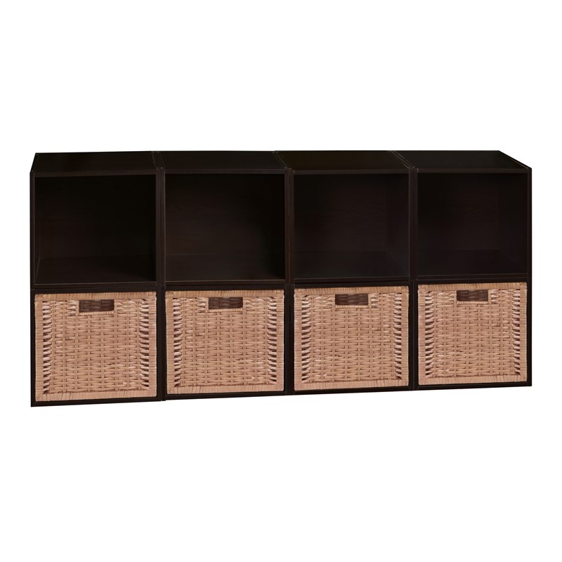 Niche Cubo Storage Set - 8 Cubes and 4 Wicker Baskets- Truffle/Natural
