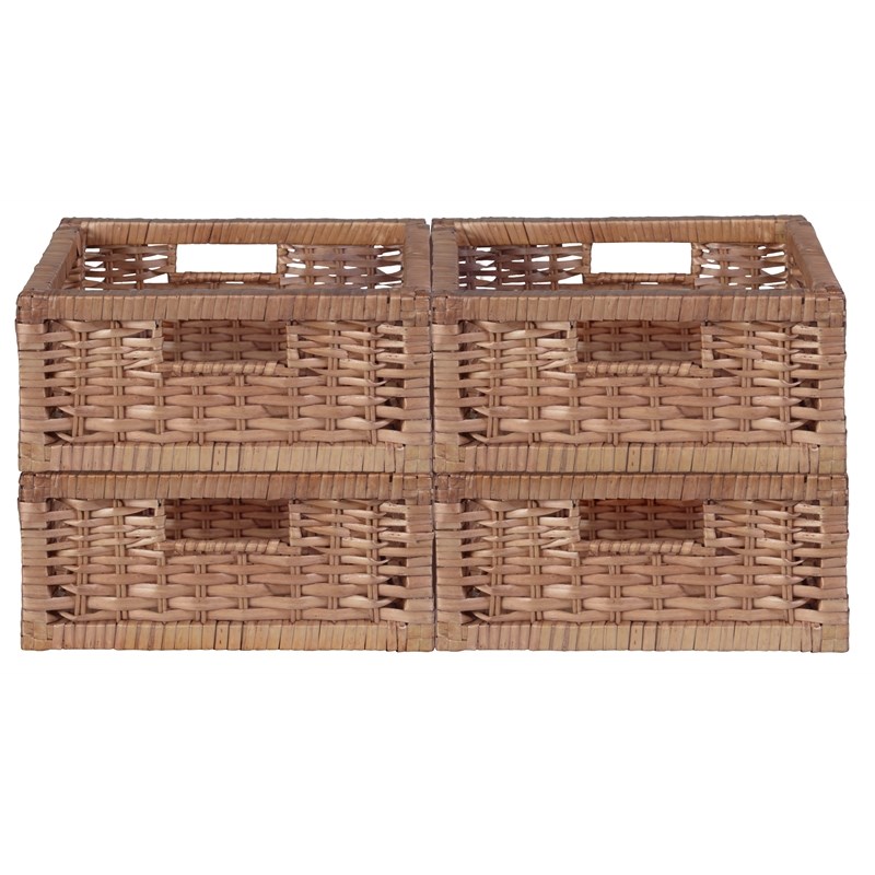 Niche Cubo Set of 4 Half-Size Foldable Wicker Storage Basket- Natural