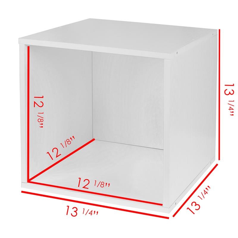 Niche Cubo Set- 1 Full/2 Half Cubes w/ Foldable Bins- White Wood Grain/White