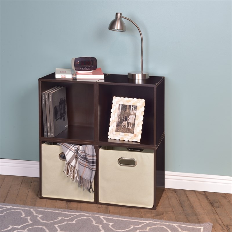 Niche Cubo 4-Cube Storage Set in Truffle with 2 Canvas Tote Bins
