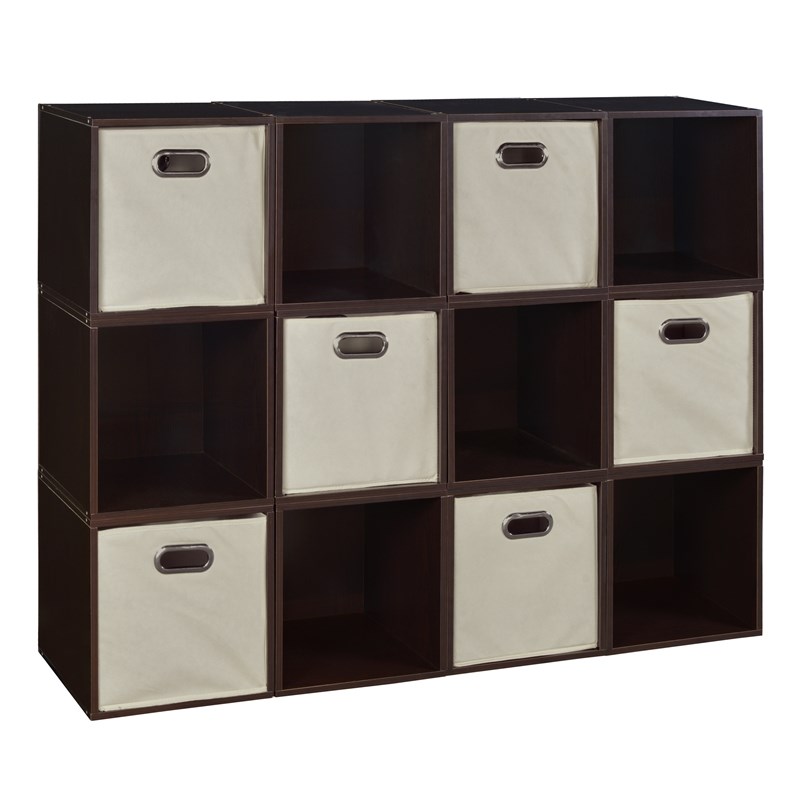 Niche Cubo 12-Cube Storage Set in Truffle with 6 Canvas Tote Bins