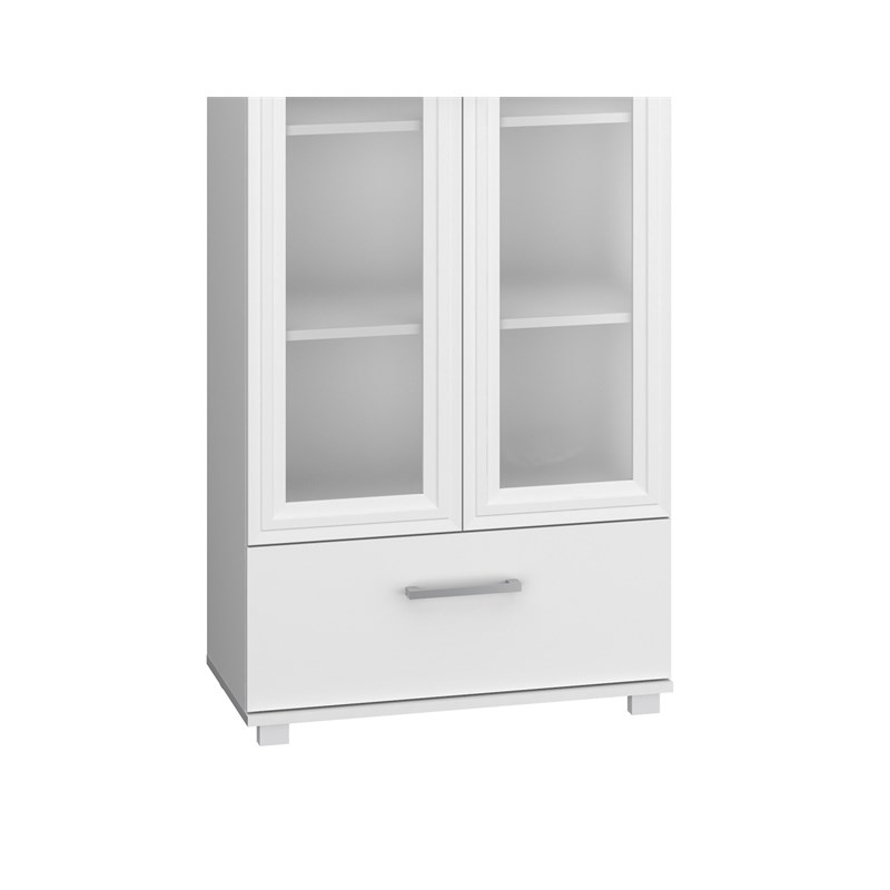 Serra Wood Classic Contemporary 5 Shelf Curio Cabinet in White Engineered Wood
