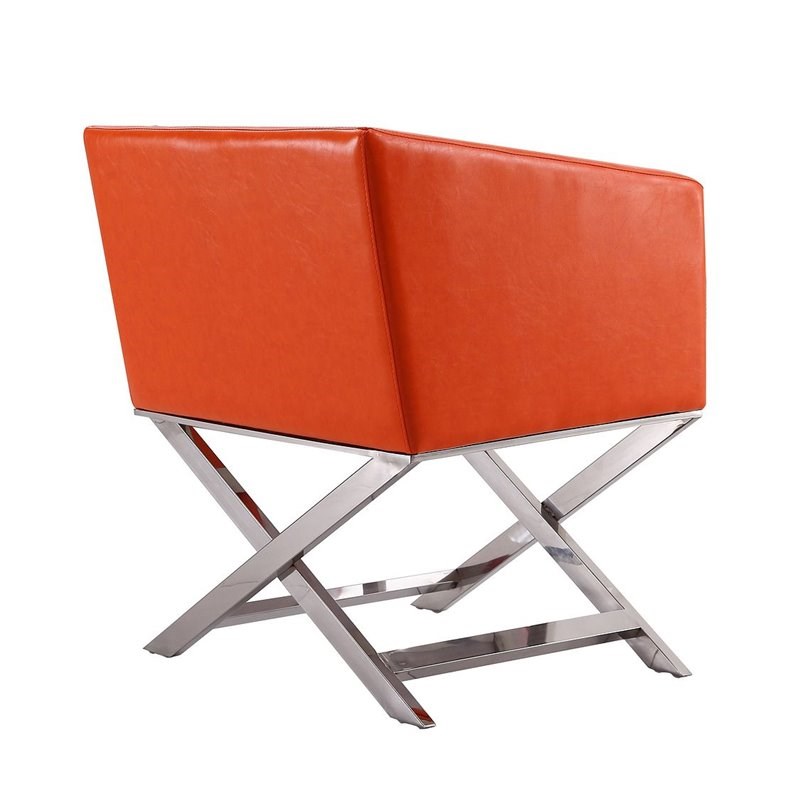 Hollywood Faux Leather Accent Chair in Orange