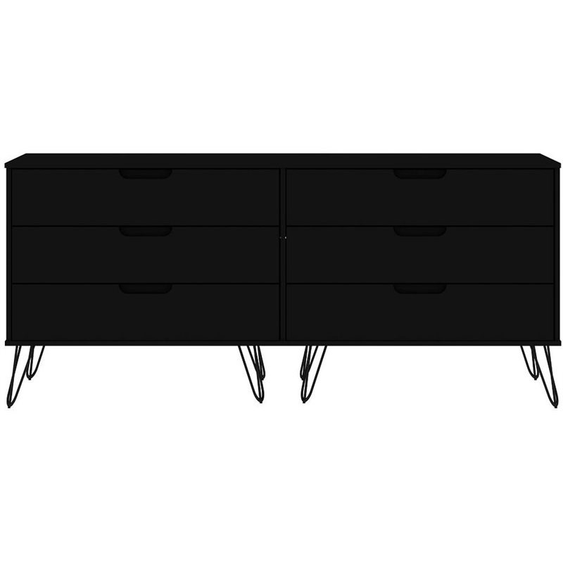 Rockefeller Wood Double Low 6-Drawer Dresser in Black