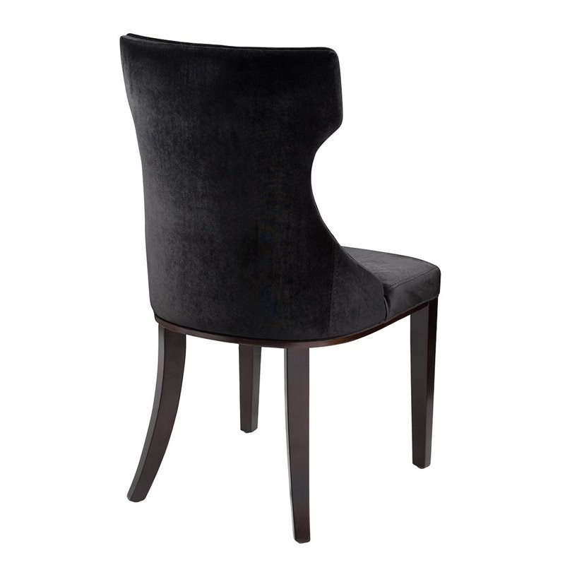 Reine Velvet 2 Pc. Dining Chair Set in Black & Walnut