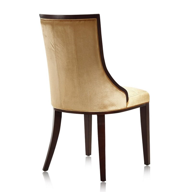 Fifth Avenue Velvet 2 Pc. Dining Chair Set in Antique Gold & Walnut