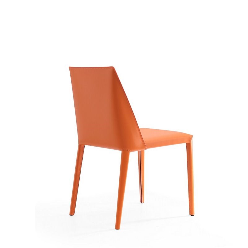 Paris Leather 4 Pc. Dining Chair Set in Coral Orange