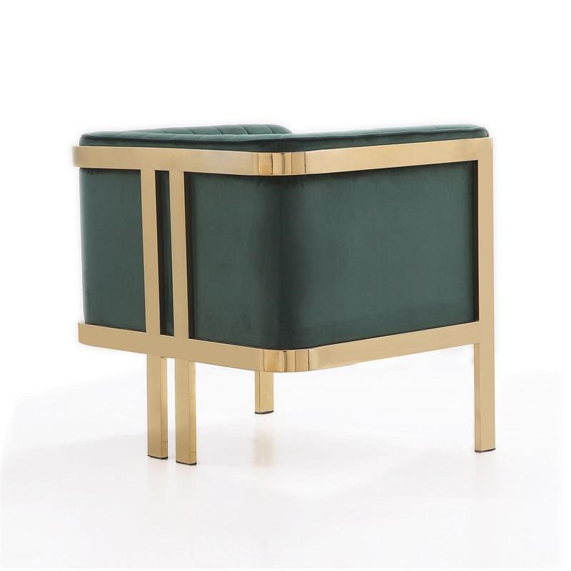 Paramount Forest Green and Polished Brass Velvet Accent Armchair
