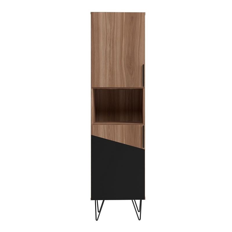 Beekman Narrow Bookcase with 5 Shelves in Brown Black Homesquare