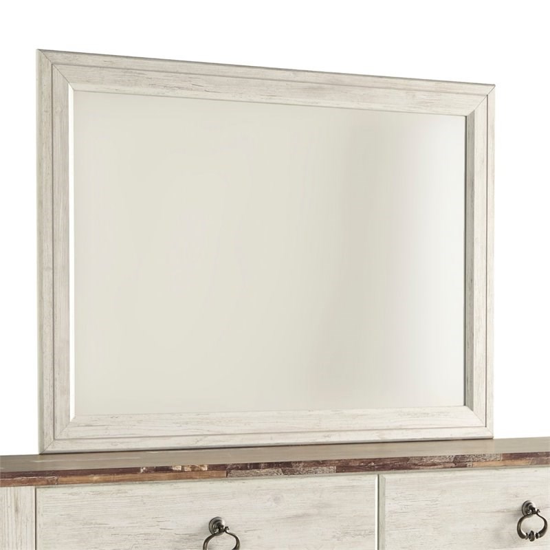 Ashley Furniture Willowton Bedroom Mirror in Whitewash