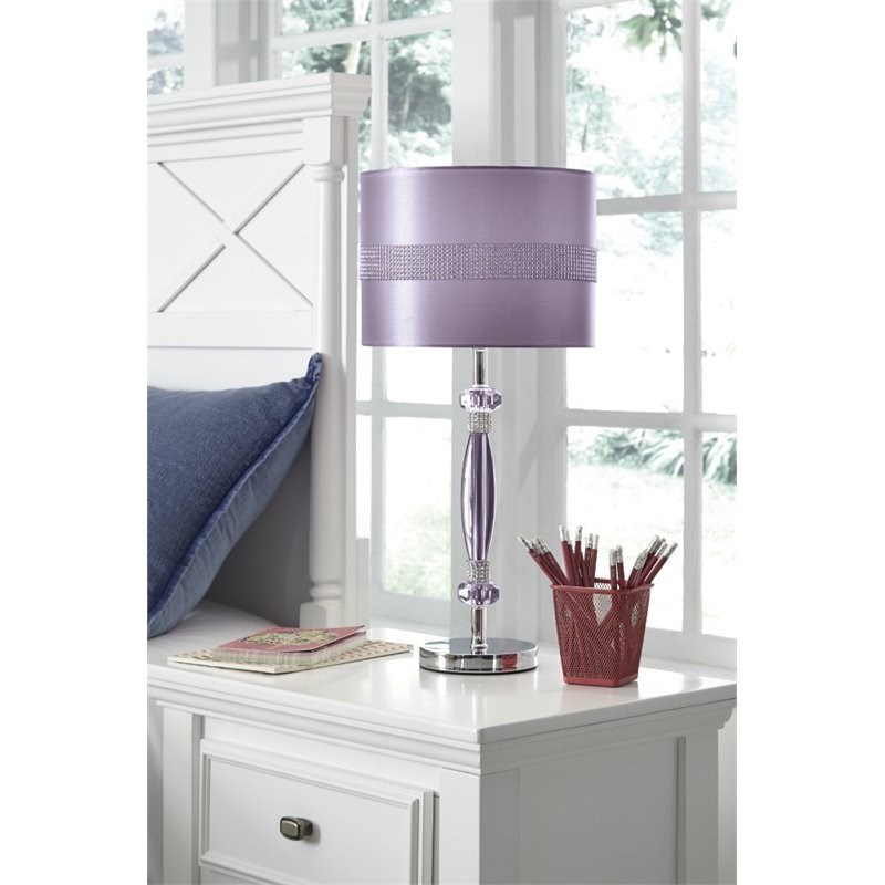 Ashley Furniture Nyssa Metal Table Lamp in Purple
