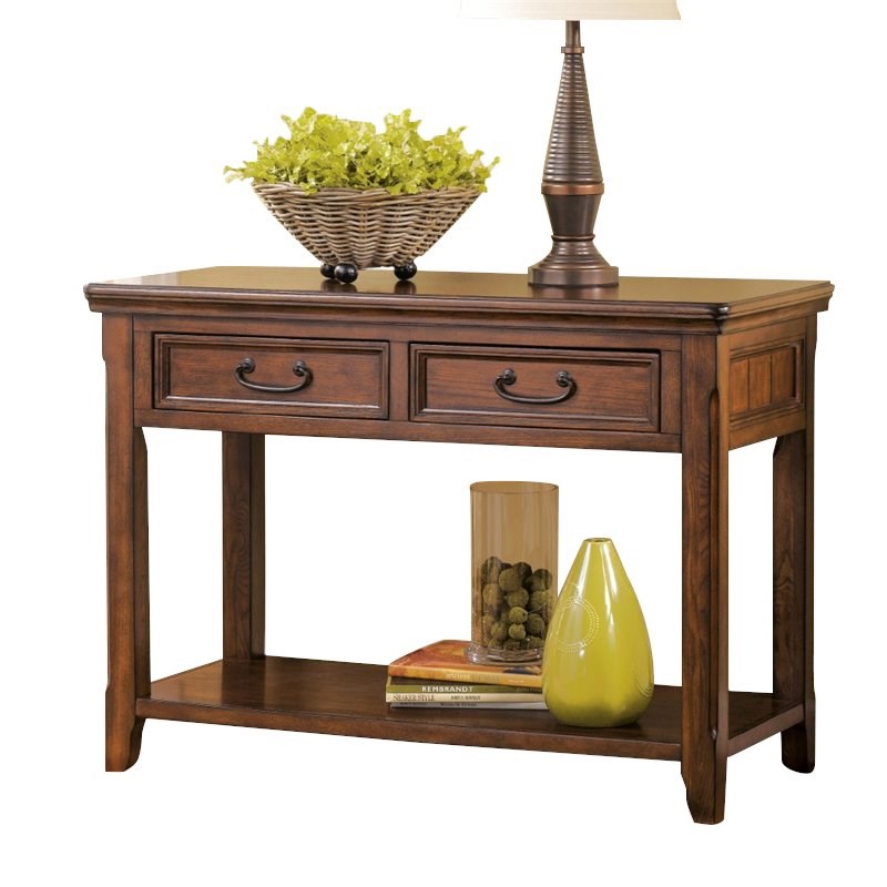 ashley furniture woodboro console table in dark brown t4784