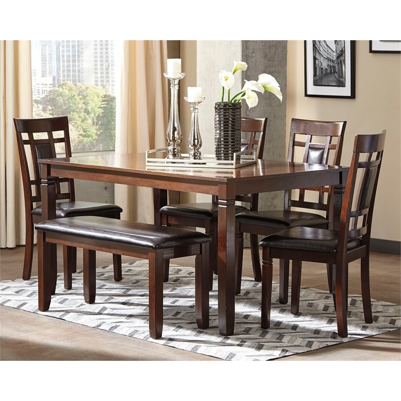 Ashley Furniture Bennox 6-Piece Engineered Wood Dining Set in Brown ...