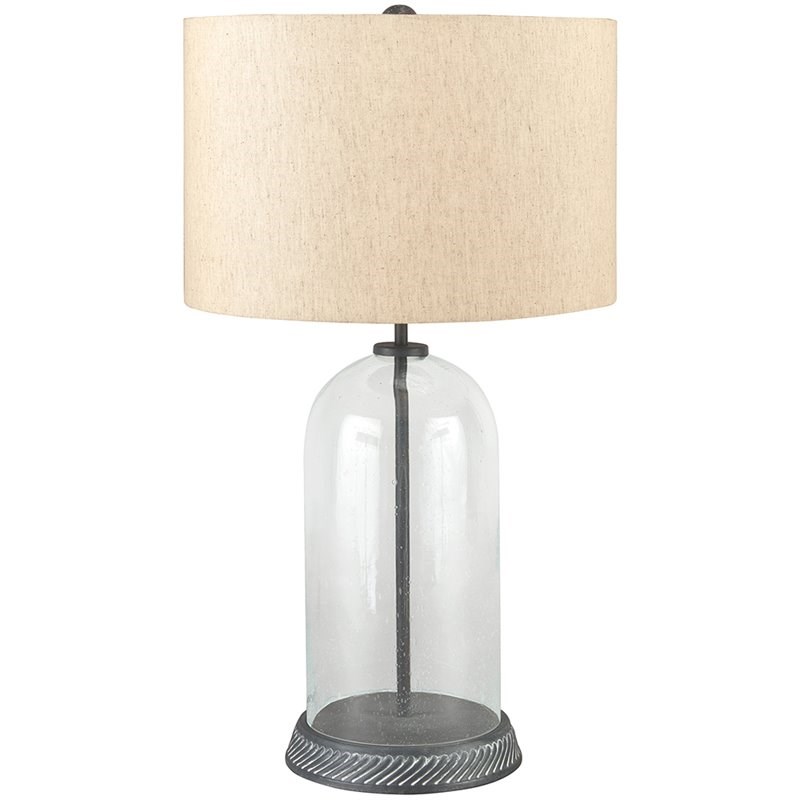 Ashley Furniture Manelin Glass Table Lamp in Clear and Gray