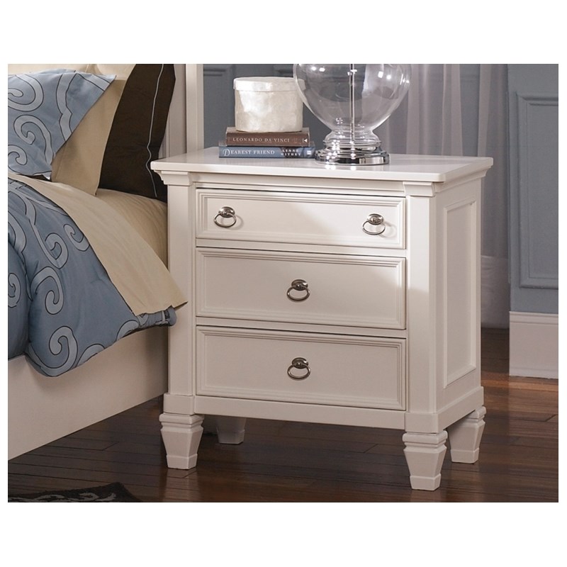 Ashley Furniture Prentice Contemporary 3-Drawer Wood Nightstand in White