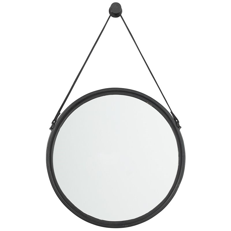 Ashley Furniture Dusan Round Hanging Decorative Mirror in Black