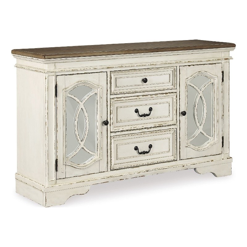 Ashley Furniture Realyn Server in Chipped White and Brown Homesquare