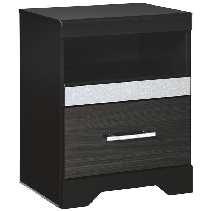 Ashley Furniture Starberry 1 Drawer Nightstand with USB Ports in Black