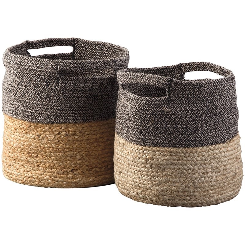 Ashley Parrish 2 Piece Basket Set in Natural and Black