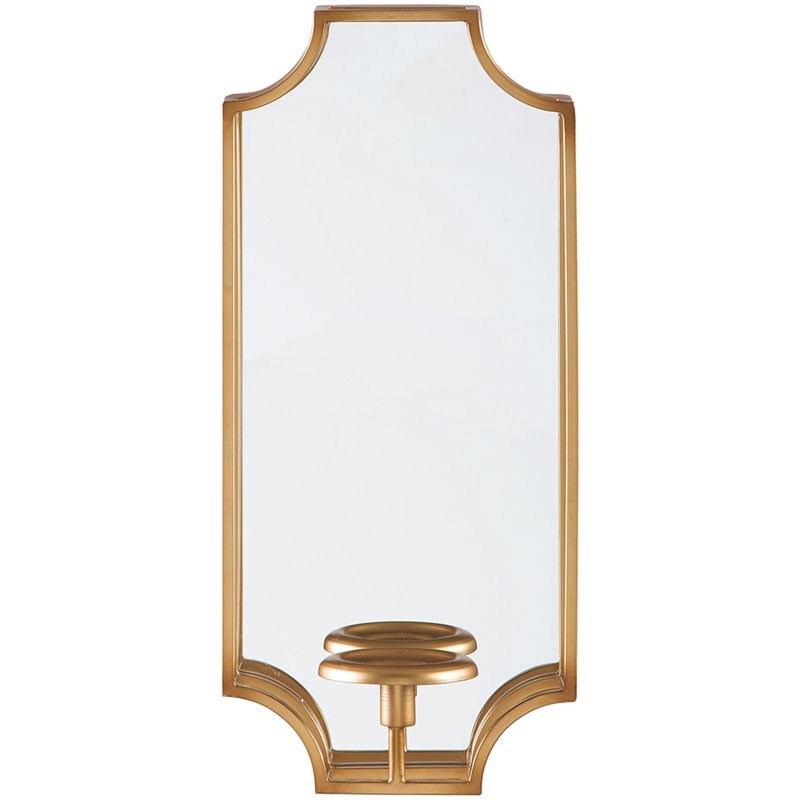Ashley Dumi Metal and Mirrored Glass Wall Sconce Candle Holder in Gold