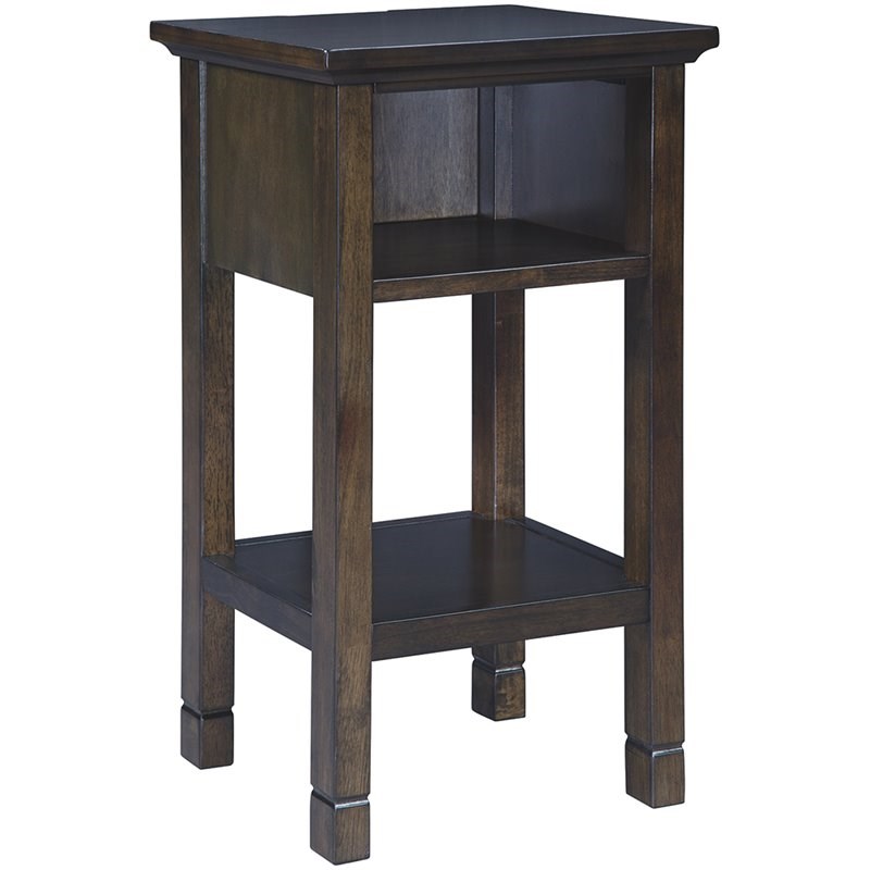 Ashley Marnville Storage End Table with USB Ports in Dark Brown
