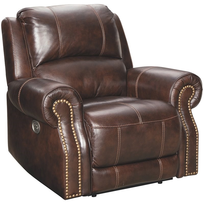 Ashley Furniture Buncrana Leather Power Recliner In Chocolate U8460413   1972838 L 