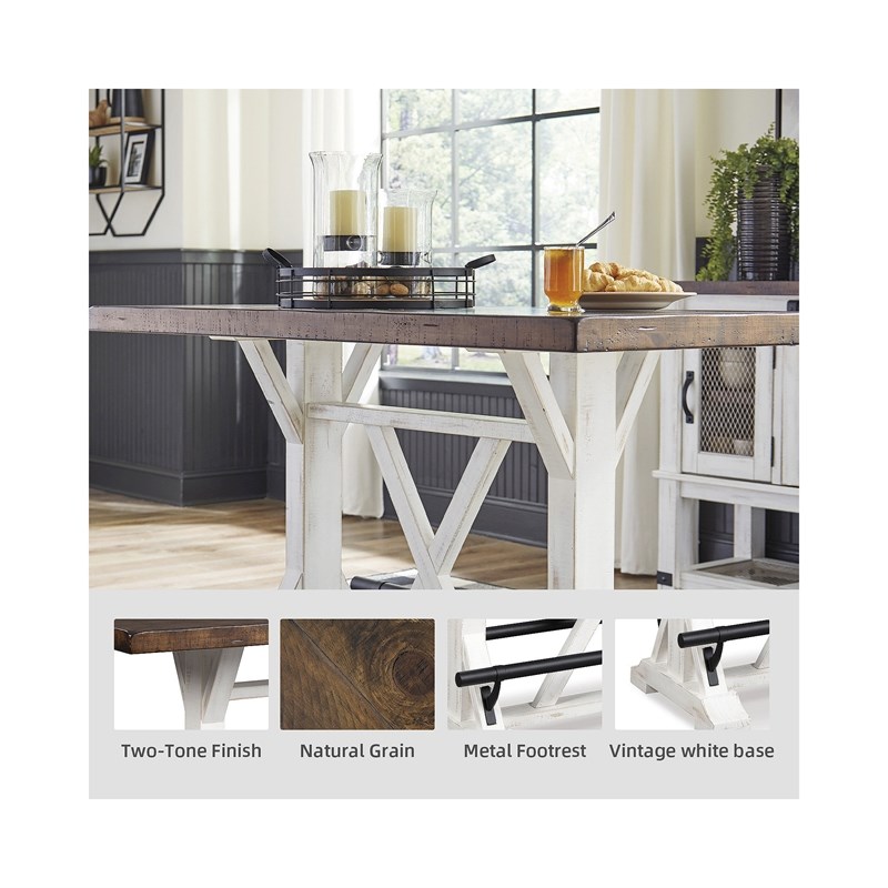Ashley Furniture Valebeck Wood Counter Height Dining Table in White and