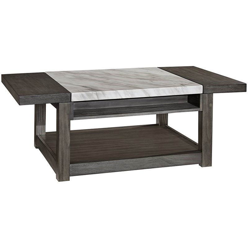 ashley furniture vineburg faux marble lift top coffee table in gray and