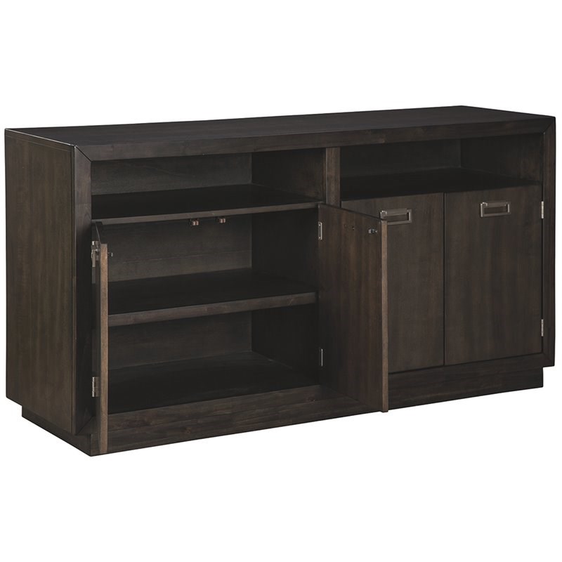 Ashley Furniture Hyndell 4 Door Server in Dark Brown Homesquare
