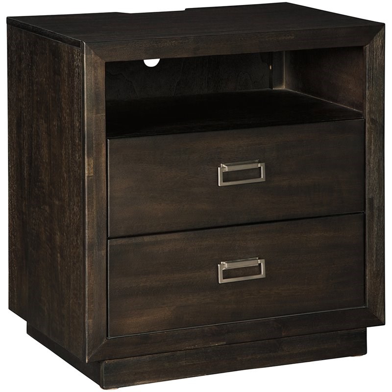 ashley furniture hyndell 2 drawer nightstand in dark brown b73192