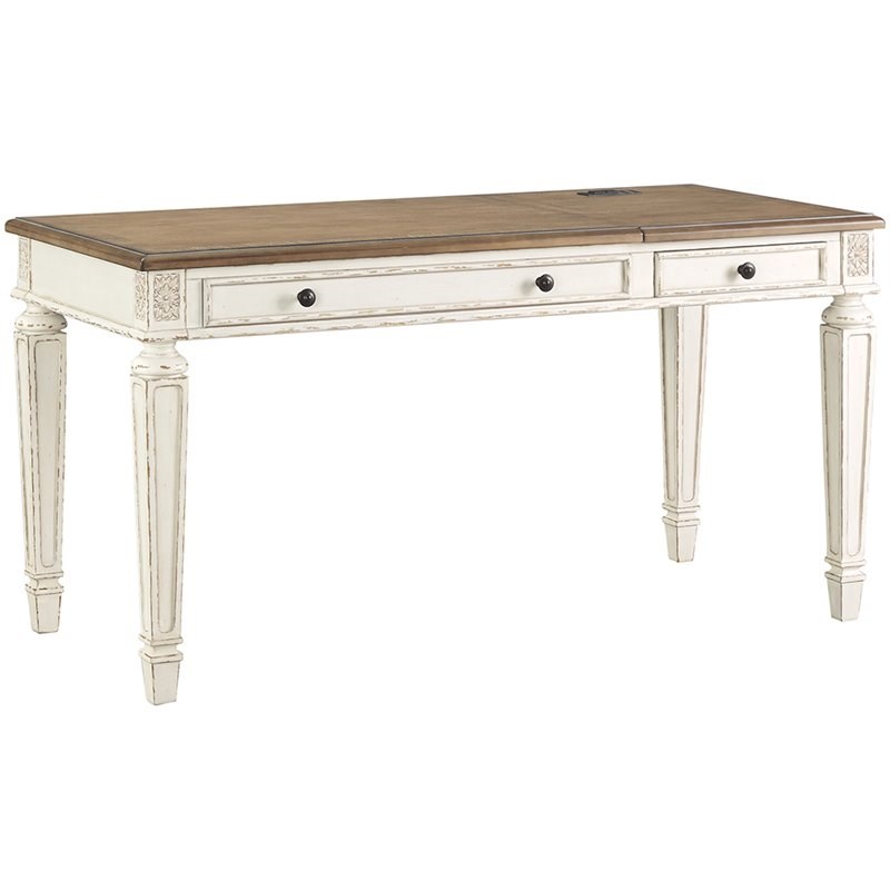 Ashley Furniture Realyn 2 Drawer Lift Top Writing Desk in White and