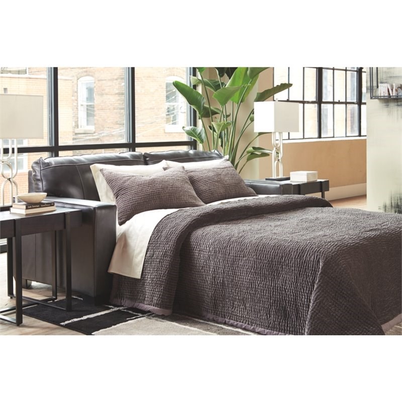 Signature Design by Ashley Morelos Leather Queen Sleeper Sofa in Gray